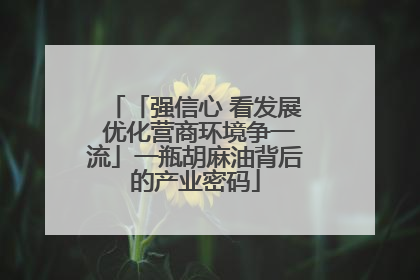 「强信心 看发展 优化营商环境争一流」一瓶胡麻油背后的产业密码