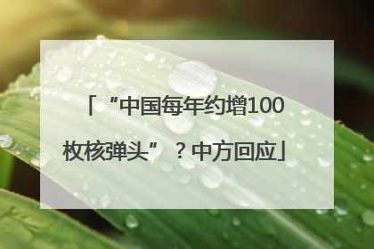 “中国每年约增100枚核弹头”？中方回应