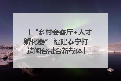 “乡村会客厅+人才孵化器” 福建泰宁打造闽台融合新载体