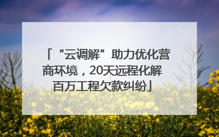 “云调解”助力优化营商环境，20天远程化解百万工程欠款纠纷