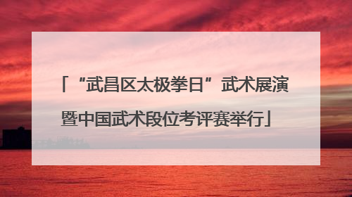 “武昌区太极拳日”武术展演暨中国武术段位考评赛举行