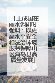 王成国在丽水调研时强调：以更高水平安全和法治环境服务保障山区海岛县高质量发展