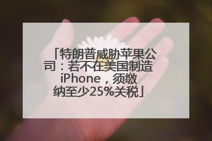 特朗普威胁苹果公司：若不在美国制造iPhone，须缴纳至少25%关税