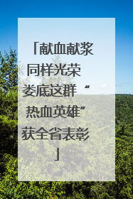 献血献浆同样光荣 娄底这群“热血英雄”获全省表彰