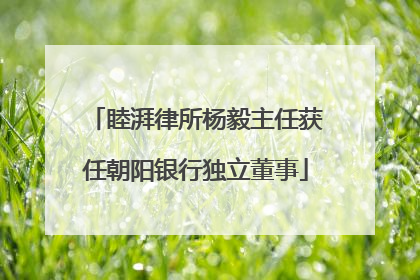 睦湃律所杨毅主任获任朝阳银行独立董事