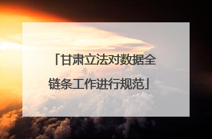 甘肃立法对数据全链条工作进行规范