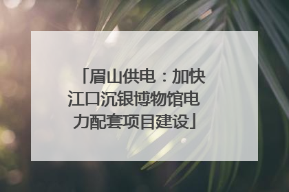 眉山供电：加快江口沉银博物馆电力配套项目建设