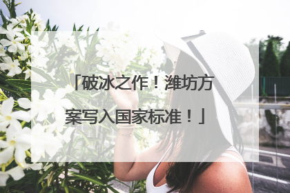 破冰之作！潍坊方案写入国家标准！