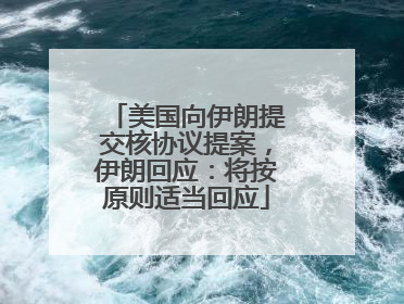 美国向伊朗提交核协议提案，伊朗回应：将按原则适当回应
