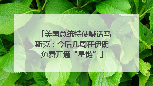 美国总统特使喊话马斯克：今后几周在伊朗免费开通“星链”