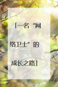 一名“网络卫士”的成长之路