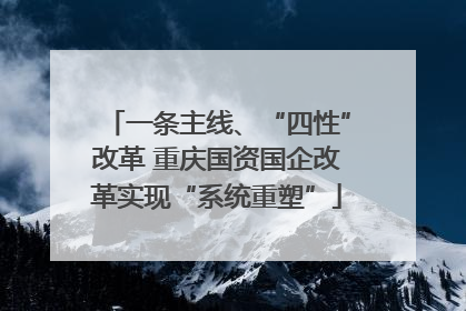 一条主线、“四性”改革 重庆国资国企改革实现“系统重塑”