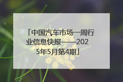 中国汽车市场一周行业信息快报——2025年5月第4期