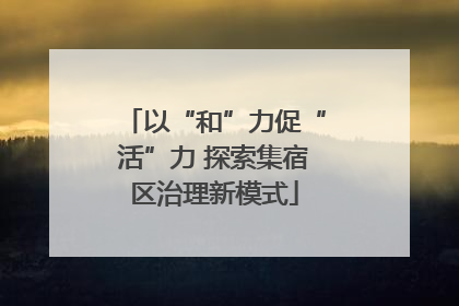 以“和”力促“活”力 探索集宿区治理新模式