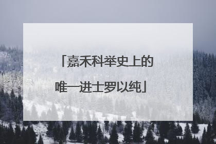 嘉禾科举史上的唯一进士罗以纯