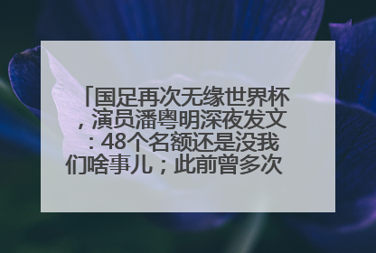 国足再次无缘世界杯，演员潘粤明深夜发文：48个名额还是没我们啥事儿；此前曾多次为国足发声