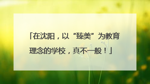 在沈阳，以“臻美”为教育理念的学校，真不一般！
