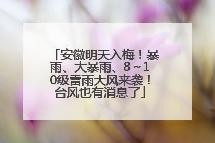 安徽明天入梅！暴雨、大暴雨、8～10级雷雨大风来袭！台风也有消息了