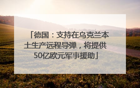 德国：支持在乌克兰本土生产远程导弹，将提供50亿欧元军事援助