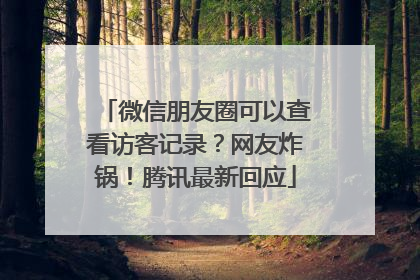 微信朋友圈可以查看访客记录？网友炸锅！腾讯最新回应