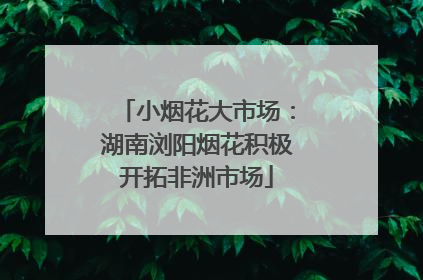 小烟花大市场：湖南浏阳烟花积极开拓非洲市场