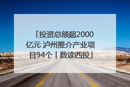 投资总额超2000亿元 泸州推介产业项目94个丨数读西投