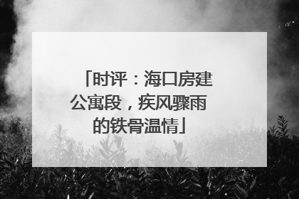 时评：海口房建公寓段，疾风骤雨的铁骨温情