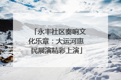 永丰社区奏响文化乐章：大运河惠民展演精彩上演