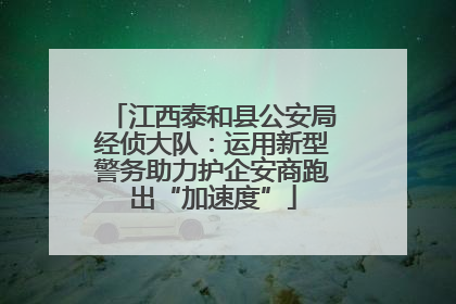 江西泰和县公安局经侦大队：运用新型警务助力护企安商跑出“加速度”