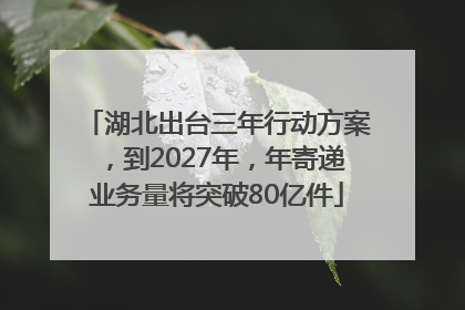 湖北出台三年行动方案，到2027年，年寄递业务量将突破80亿件