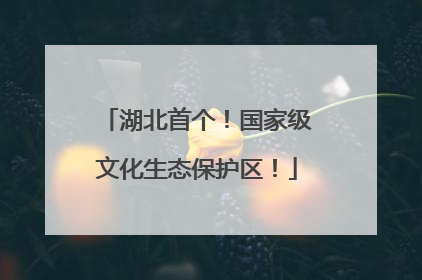 湖北首个！国家级文化生态保护区！
