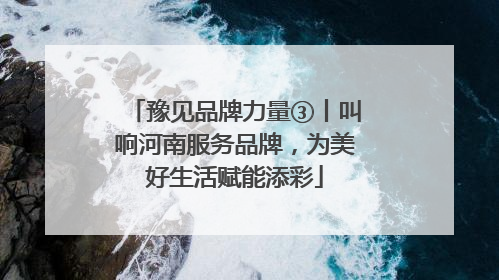 豫见品牌力量③丨叫响河南服务品牌，为美好生活赋能添彩