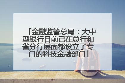 金融监管总局：大中型银行目前已在总行和省分行层面都设立了专门的科技金融部门