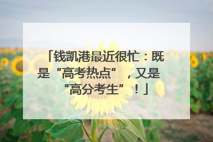 钱凯港最近很忙：既是“高考热点”，又是“高分考生”！
