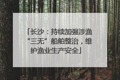长沙：持续加强涉渔“三无”船舶整治，维护渔业生产安全