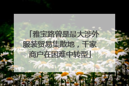 雅宝路曾是最大涉外服装贸易集散地，千家商户在困难中转型