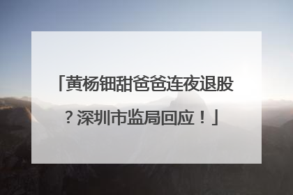 黄杨钿甜爸爸连夜退股？深圳市监局回应！