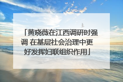 黄晓薇在江西调研时强调 在基层社会治理中更好发挥妇联组织作用