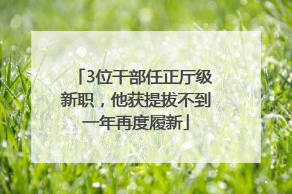 3位干部任正厅级新职，他获提拔不到一年再度履新
